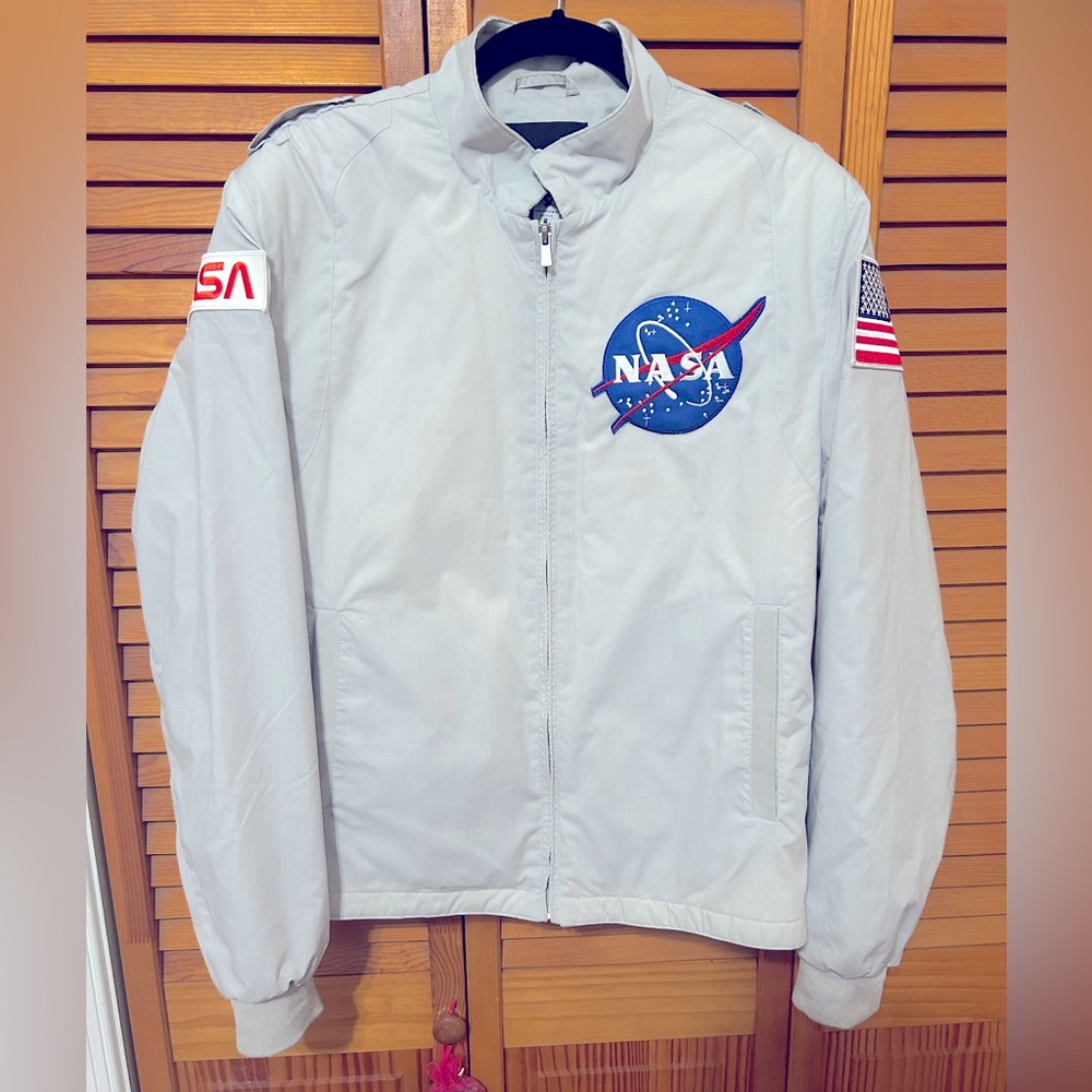 NASA Men’s Gray Bomber Jacket, Small